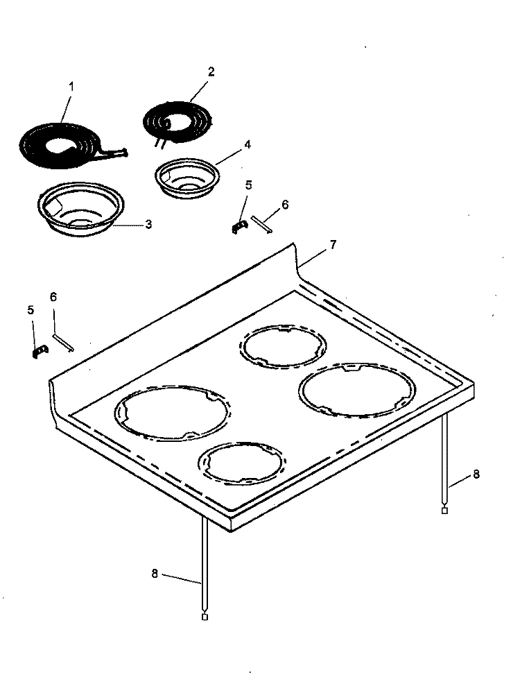 MAIN TOP ASSY (ROUGHTOP, SEE NOTE) Diagram and Parts List for CARC700E P1143410N E Amana Range