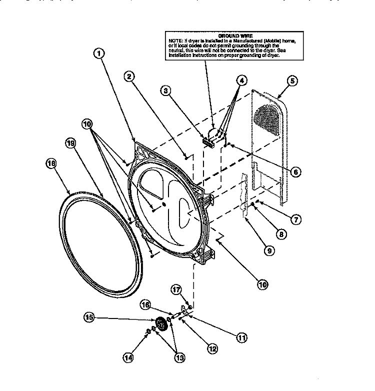 REAR BLKHD / SEAL / CYLINDER ROLLER / TERM BLK Diagram and Parts List for PLG8109L2 Amana Dryer