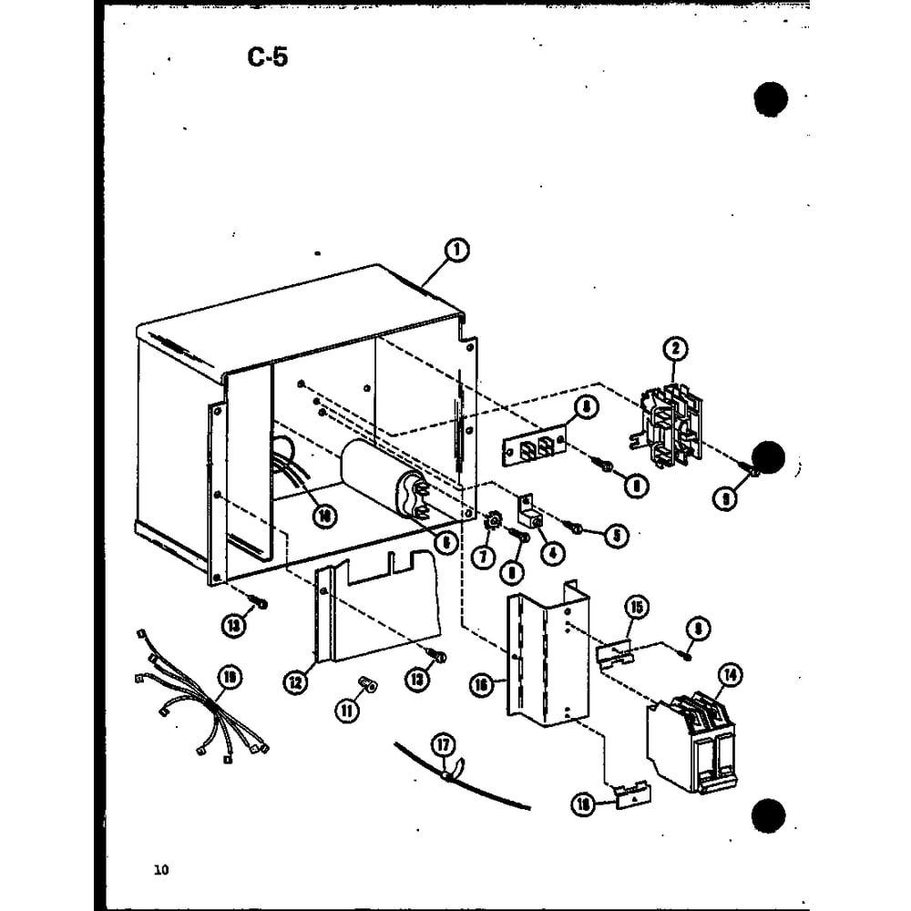 Control Box Diagram and Parts List for RCF36U01B P68446-8C Amana Air Conditioner