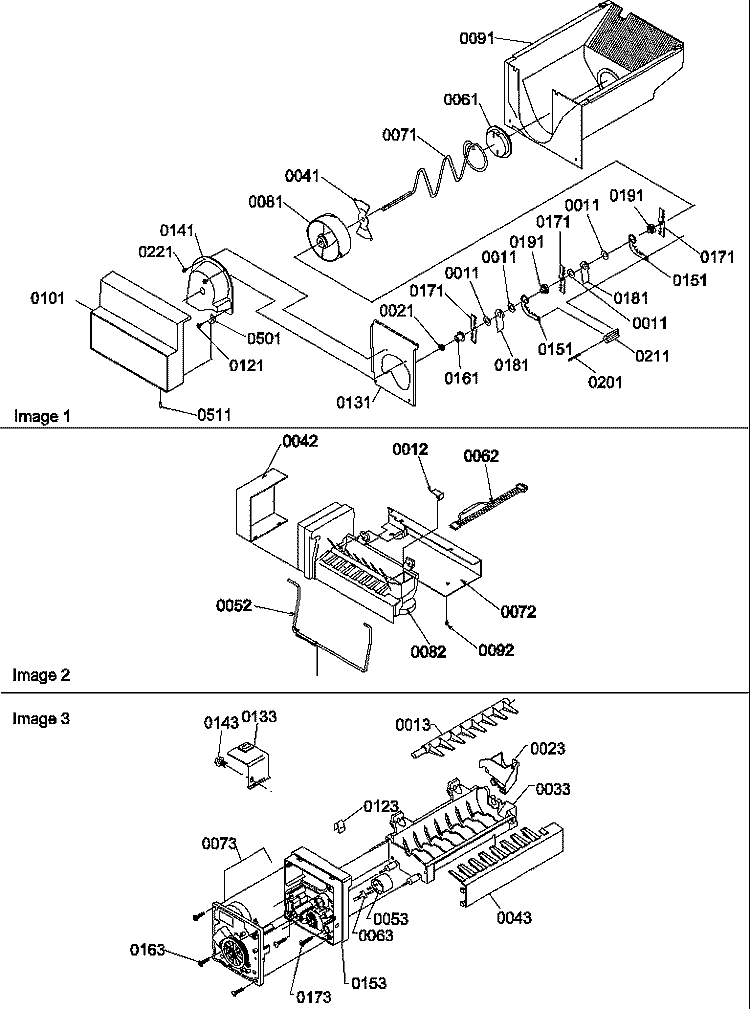 ICE BUCKET AUGER, IM & IM PARTS Diagram and Parts List for SRD325S5W P1199402W W Amana Refrigerator