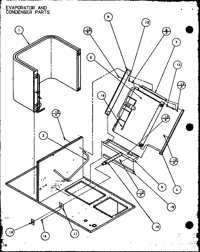 Evaporator And Condenser Parts (spco24001a/p9999101c) (spco30001a/p9999102c) (spco36001a/p9999103c) (spco36003a/p9999104c) Diagram and Parts List for D9836801  Amana Air Conditioner