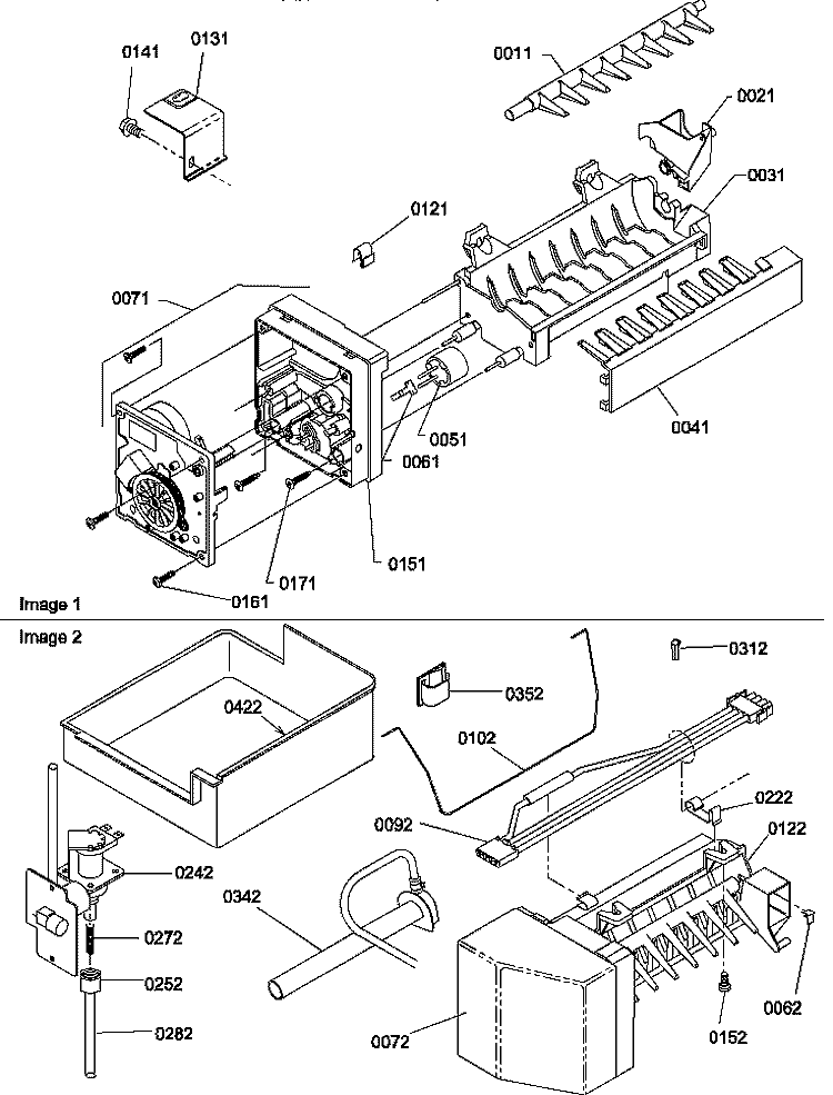 ICE MAKER ASSY & PARTS Diagram and Parts List for BX20S5E P1196508W E Amana Refrigerator