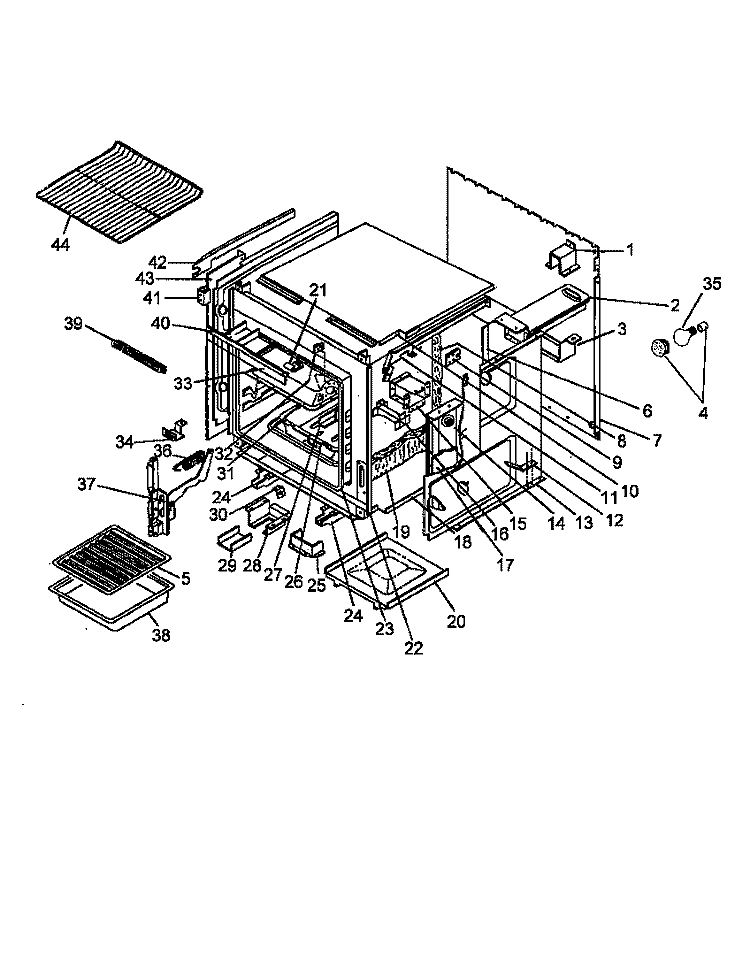 CABINET, LOWER Diagram and Parts List for AO27DGW1 P1132525N W Amana Range