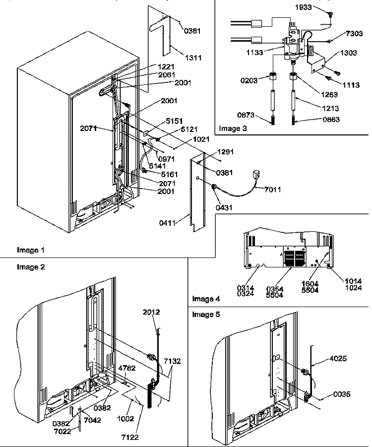 CABINET BACK Diagram and Parts List for SRD325S5E P1307202W E Amana Refrigerator
