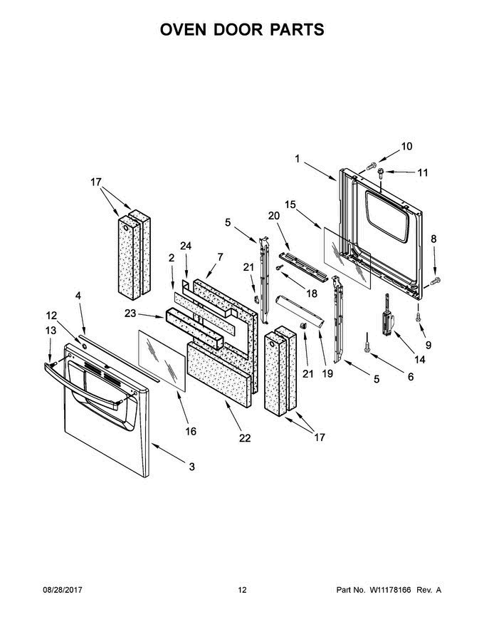 07 - Oven Door Parts Diagram and Parts List for  Amana Range