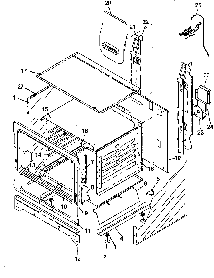 CABINET ASSY Diagram and Parts List for SBK24AA P1142779N L Amana Range