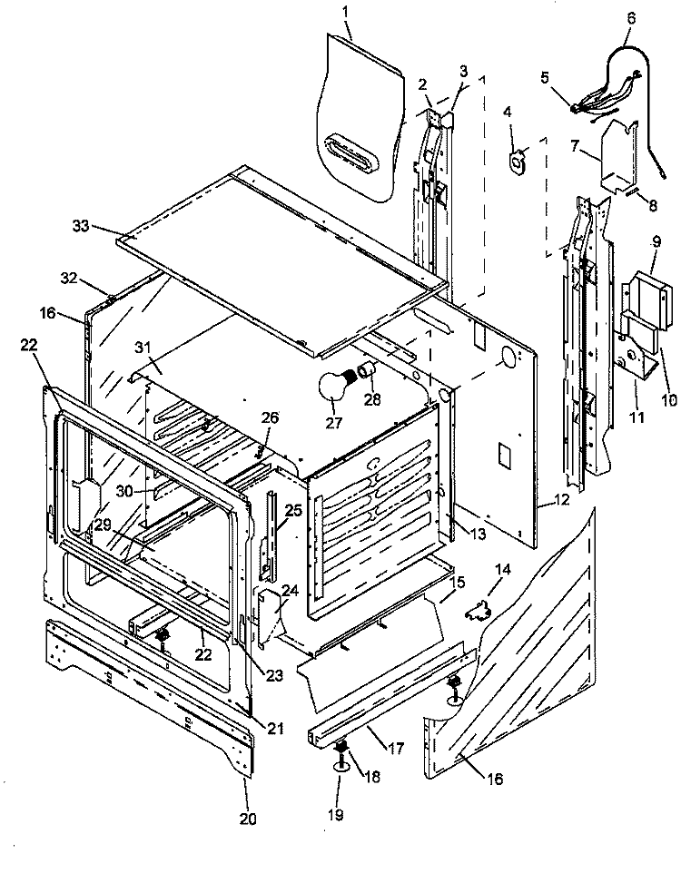 CABINET ASSY Diagram and Parts List for SBK26FX5 P1142174N L Amana Range