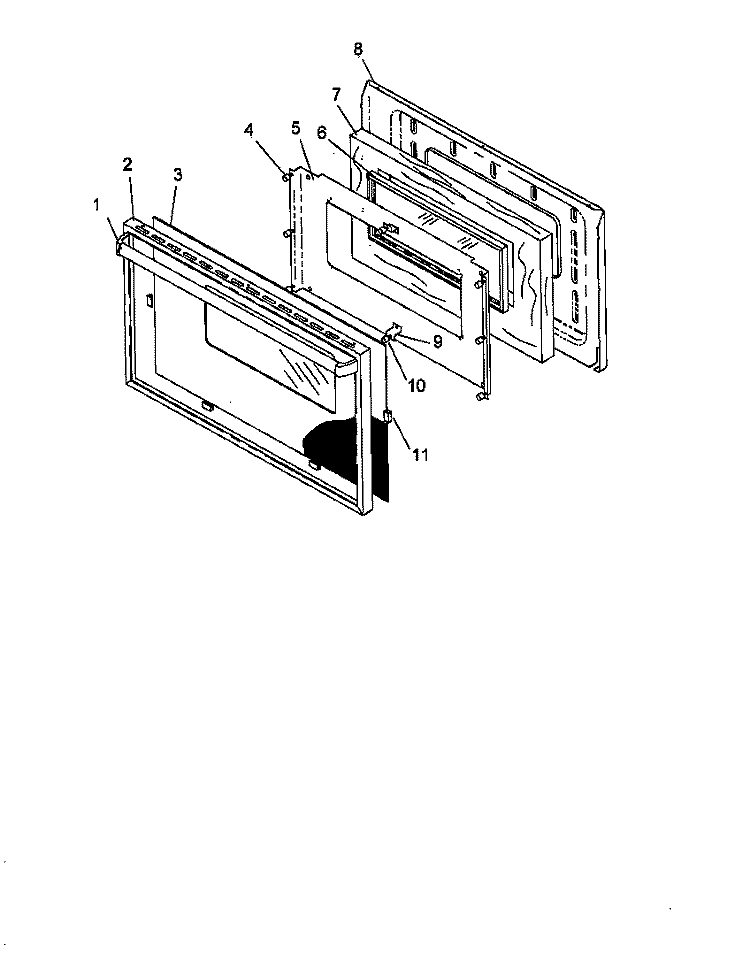 OVEN DOOR ASSY Diagram and Parts List for SBK26FX5 P1142174N L Amana Range