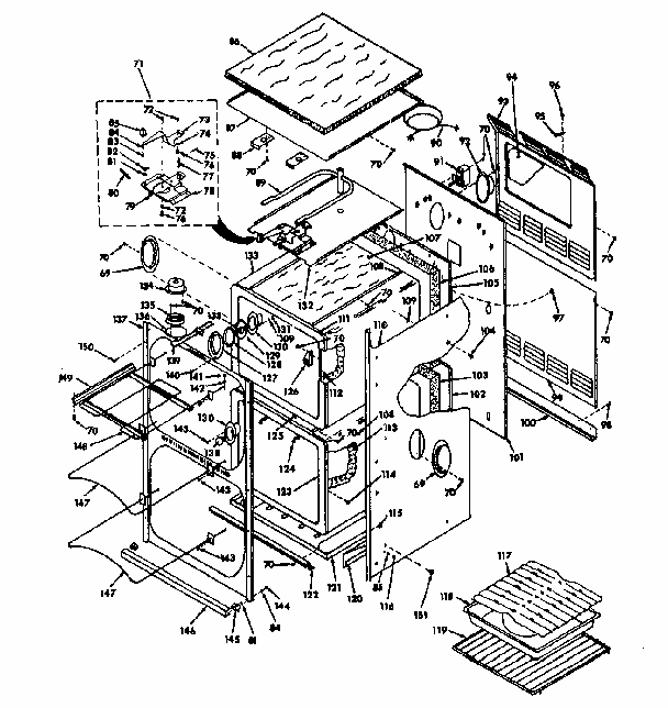 Body Section Diagram and Parts List for 8504277560  Kenmore Range