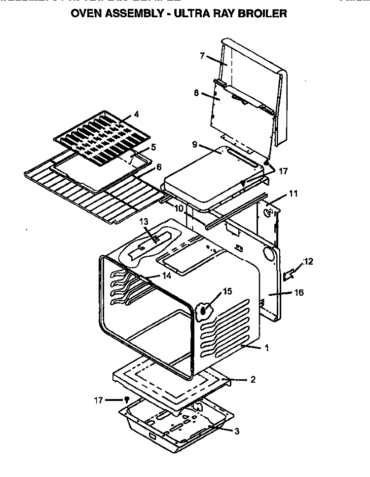 OVEN ASSY - ULTRA RAY BROILER Diagram and Parts List for RSF3410UL P1141257N Amana Range