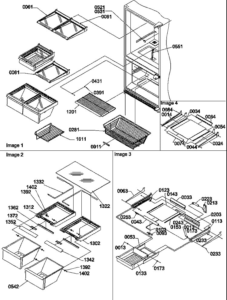 SHELVING ASSEMBLIES Diagram and Parts List for BX21TW P1196512W W Amana Refrigerator
