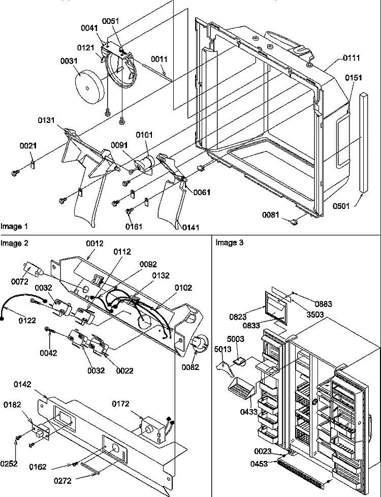 ICE / WATER CAVITY / ELEC BRKT / TOE GRILLE Diagram and Parts List for P1190319W L Amana Refrigerator