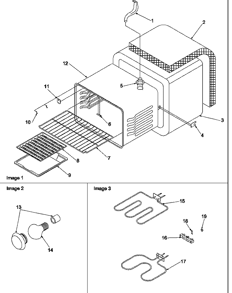 CAVITY Diagram and Parts List for ART6110LL P1143451NLL Amana Range