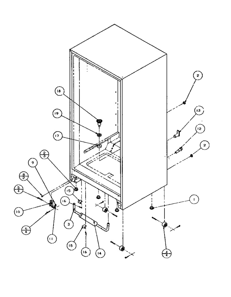 Cabinet Bottom And Back Diagram and Parts List for BX20QW-P1125510WW  Amana Refrigerator