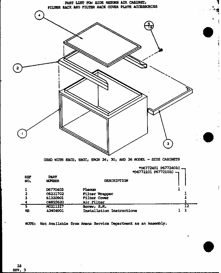 (d6772101/p6772101c) (d6772401/p6772401c) Diagram and Parts List for D6777001 P6777001 Amana Air Conditioner