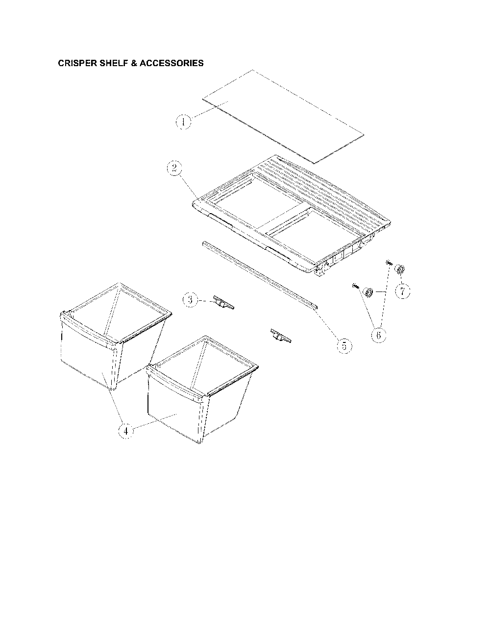 Crisper Shelf And Assessories Diagram and Parts List for 11170712910  Kenmore Refrigerator