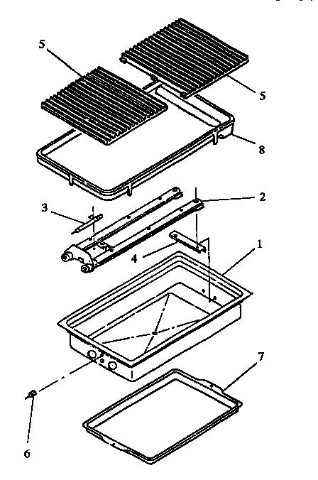 Grille Module Assy Diagram and Parts List for  Amana Cooktop