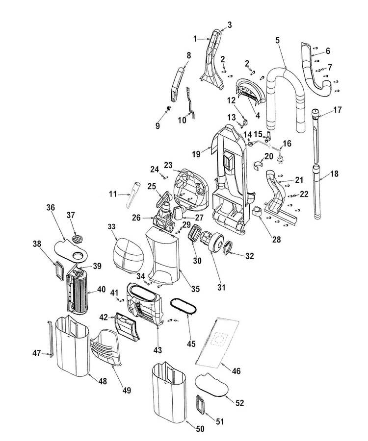 Motor, Turbinehandtool, Handle Diagram and Parts List for U8126-990  Hoover Upright Vacuum