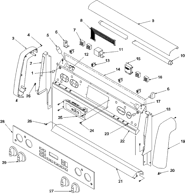 Backguard Diagram and Parts List for ARTC8600WW P1143819NWW Amana Range