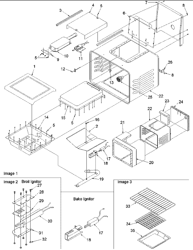 Cavity Diagram and Parts List for CSG7103W P1143397N W Amana Range