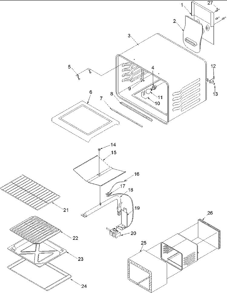 Cavity Diagram and Parts List for CSG3601W P1143396N W Amana Range