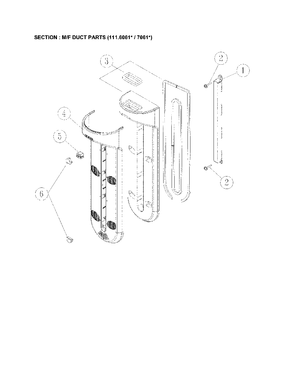 M/F Duct Diagram and Parts List for 11170612910  Kenmore Refrigerator