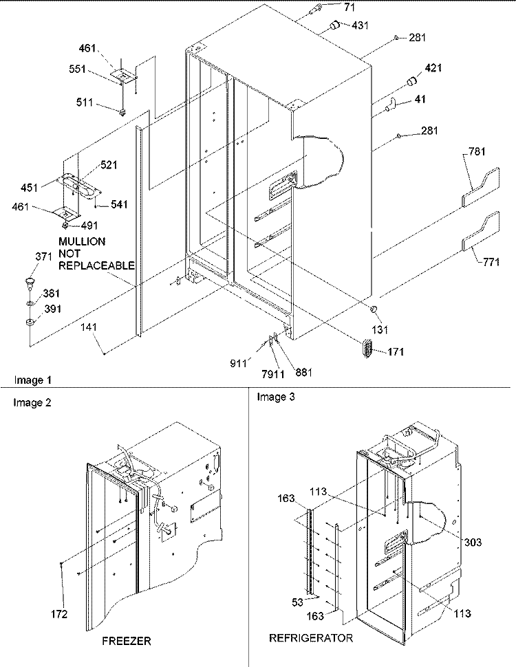 Cabinet Parts Diagram and Parts List for DRS2662AC PDRS2662AC0 Amana Refrigerator