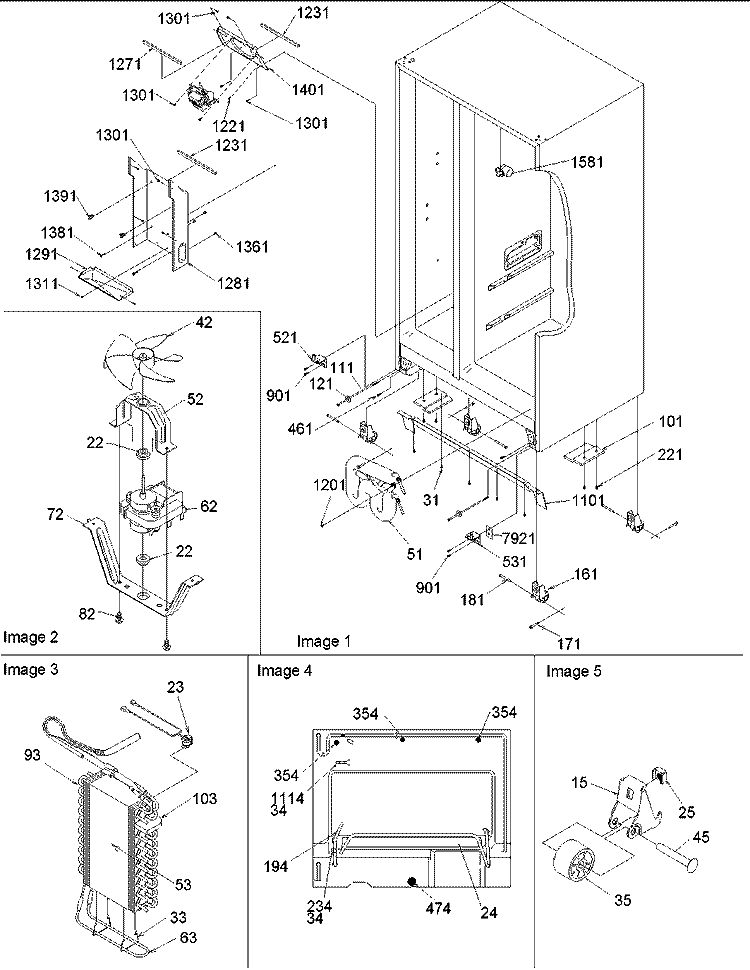 Drain, Rollers & Evap Assy Diagram and Parts List for DRS2662AC PDRS2662AC0 Amana Refrigerator