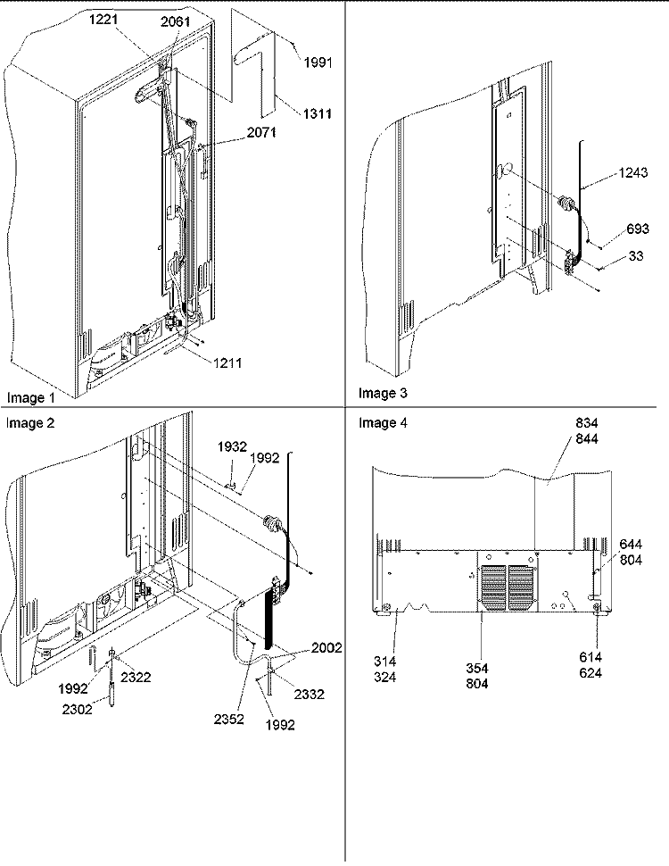 Cabinet Back Diagram and Parts List for DRS2662AC PDRS2662AC0 Amana Refrigerator