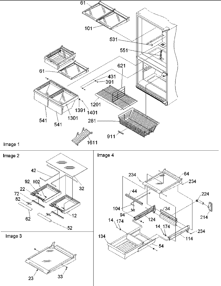 Shelving Assy Diagram and Parts List for BR22VE P1325015W B Amana Refrigerator