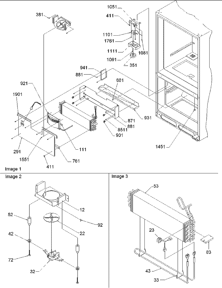 Evaporator & Freezer Control Assy Diagram and Parts List for BG21VW P1325013W W Amana Refrigerator