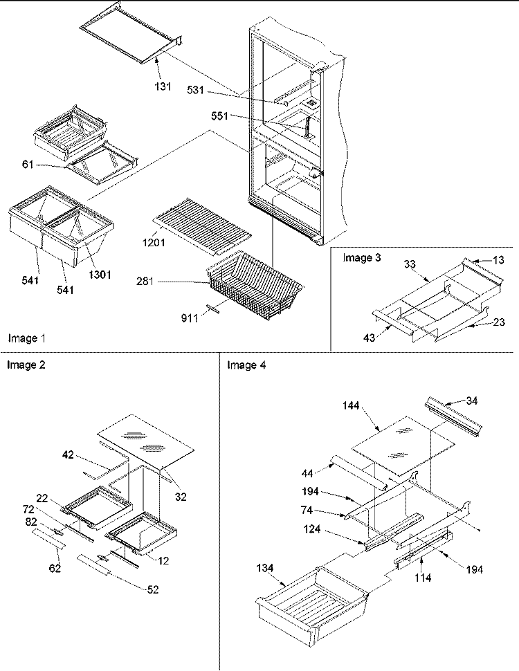 Shelving Assy Diagram and Parts List for BG21VW P1325013W W Amana Refrigerator