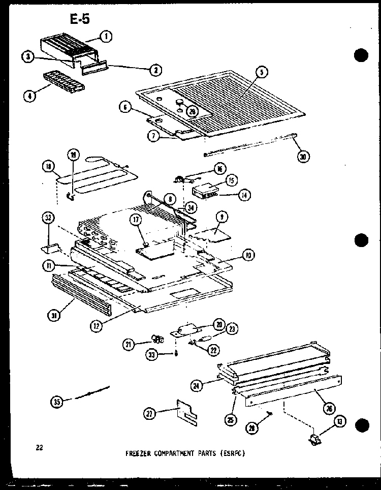 Freezer Compartment Parts Diagram and Parts List for ESRFC14E-G-P74645-12WG  Amana Refrigerator