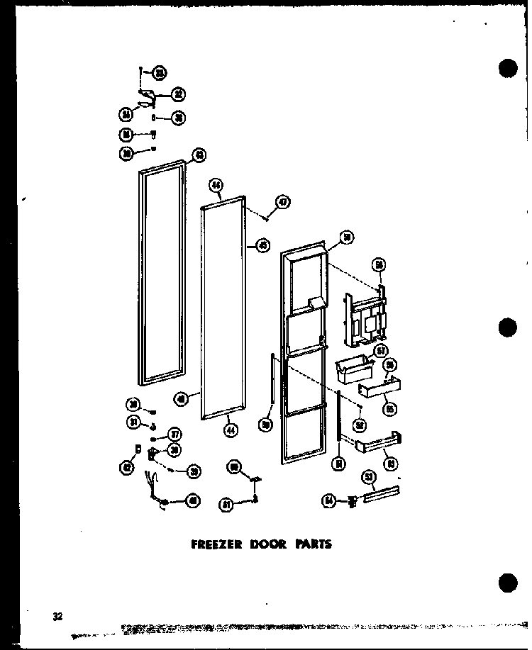 Freezer Door Parts Diagram and Parts List for SD19W-P60340-70W  Amana Refrigerator