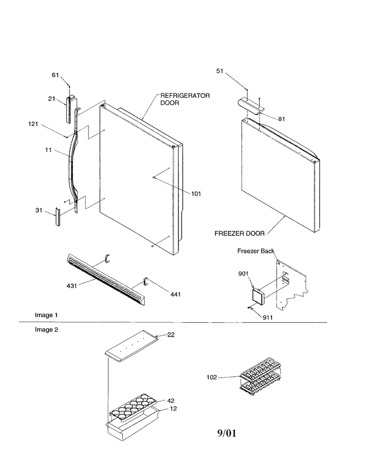 Door Handles And Accessories Diagram and Parts List for BX21V2E-P1325031WB  Amana Refrigerator