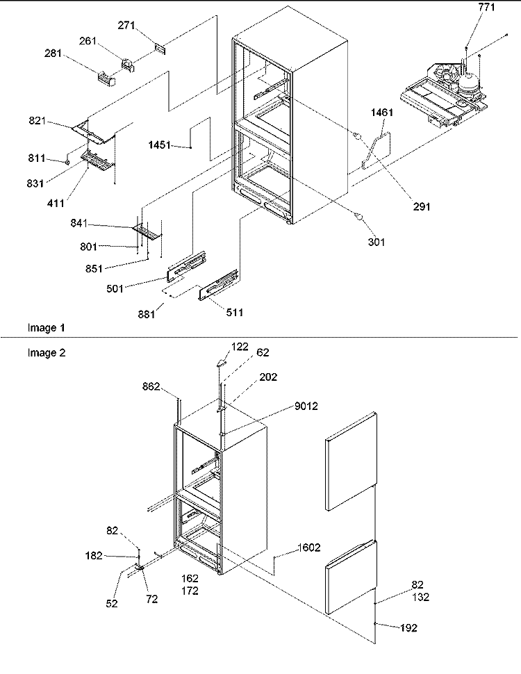 Covers, Hinges & Light Covers Diagram and Parts List for DRB1801AC PDRB1801AC0 Amana Refrigerator
