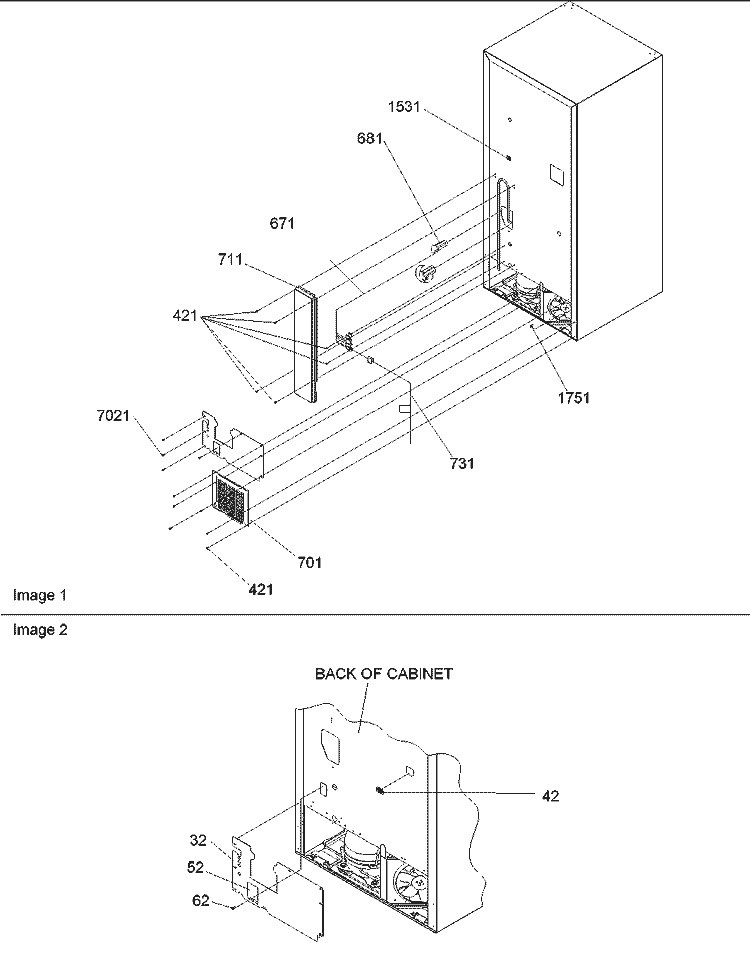 Cabinet Back Diagram and Parts List for DRB1801AC PDRB1801AC0 Amana Refrigerator
