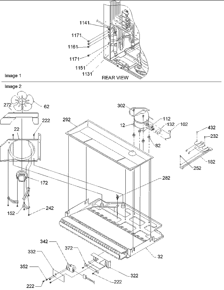 Machine Compartment Diagram and Parts List for DRB1801AC PDRB1801AC1 Amana Refrigerator