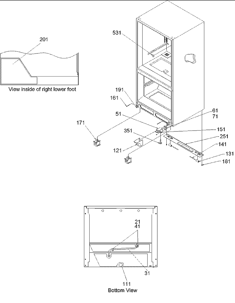 Insulation & Rollers Diagram and Parts List for DRB2101AC PDRB2101AC0 Amana Refrigerator
