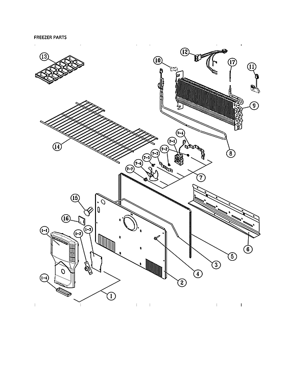 Freezer Parts Diagram and Parts List for 11161202715  Kenmore Refrigerator