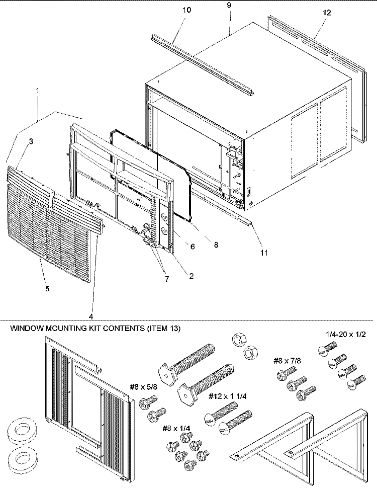 Outercase, Curtains and Front Assy Diagram and Parts List for REF24080C5E REV REF24080C5E A Amana Air Conditioner