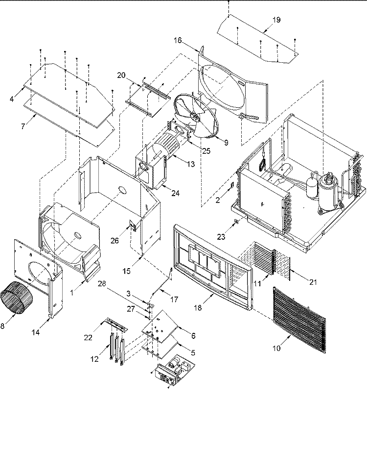 CHASSIS ASSEMBLY Diagram and Parts List for AAC182STA PAAC182STA0 Amana Air Conditioner