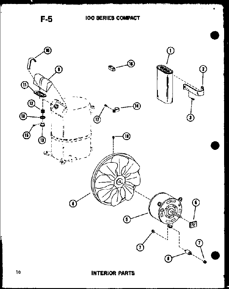 100 Series Compact Interior Parts Diagram and Parts List for ES106-2HL P67231-23R Amana Air Conditioner