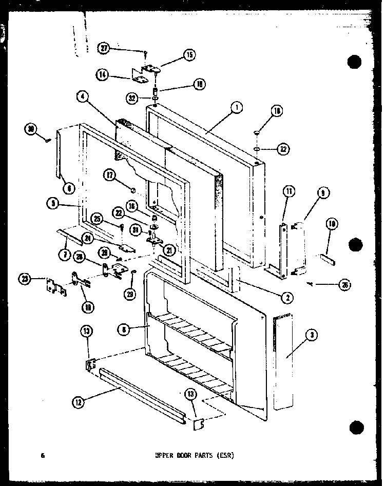 Upper Door Parts Diagram and Parts List for ESR14D-P73953-16W  Amana Refrigerator