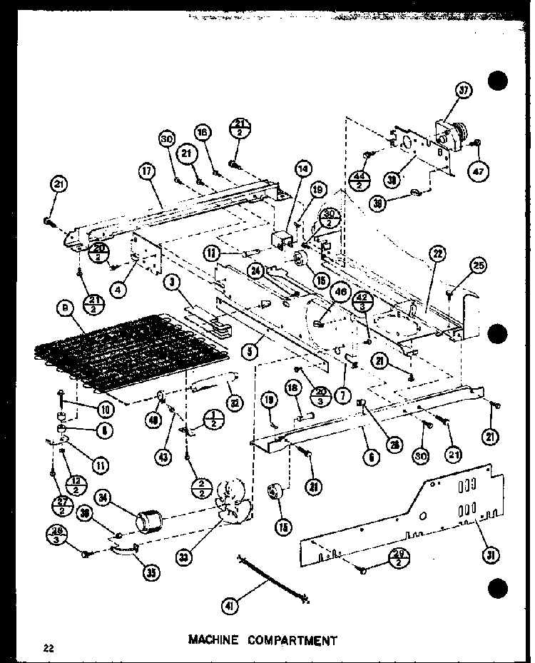 Machine Compartment Diagram and Parts List for SDI22F-L-P7700011WL  Amana Refrigerator