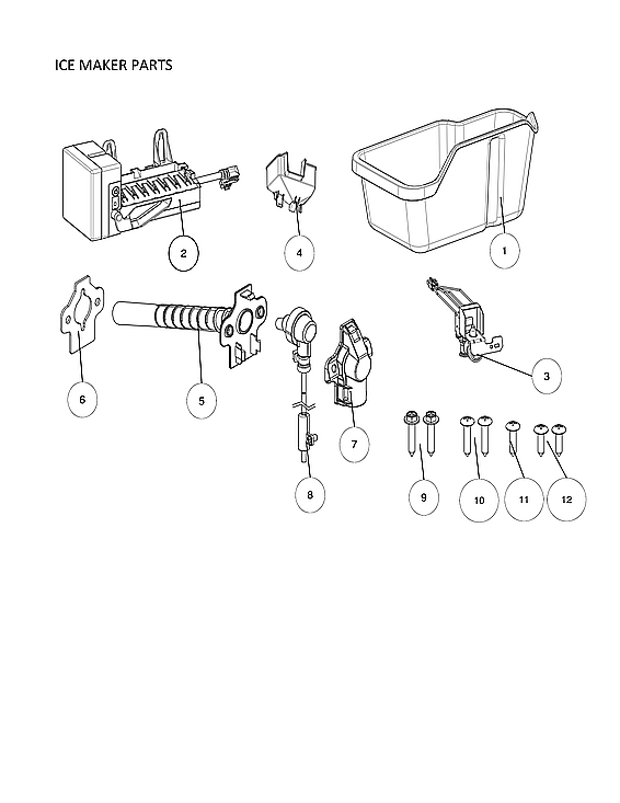 Ice Maker Parts Diagram and Parts List for 11161209716  Kenmore Refrigerator