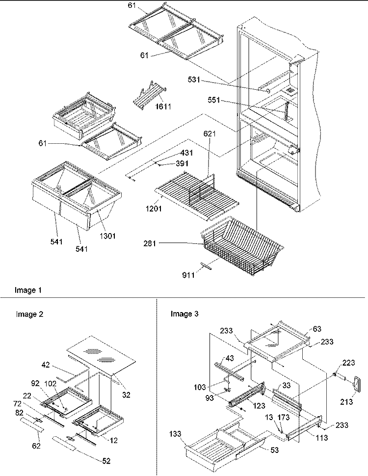 Shelving Assy Diagram and Parts List for BX21V2E P1325032W B Amana Refrigerator