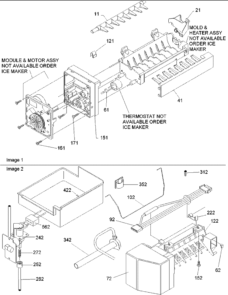 Ice Maker Assy & Parts Diagram and Parts List for BX21V2E P1325032W B Amana Refrigerator