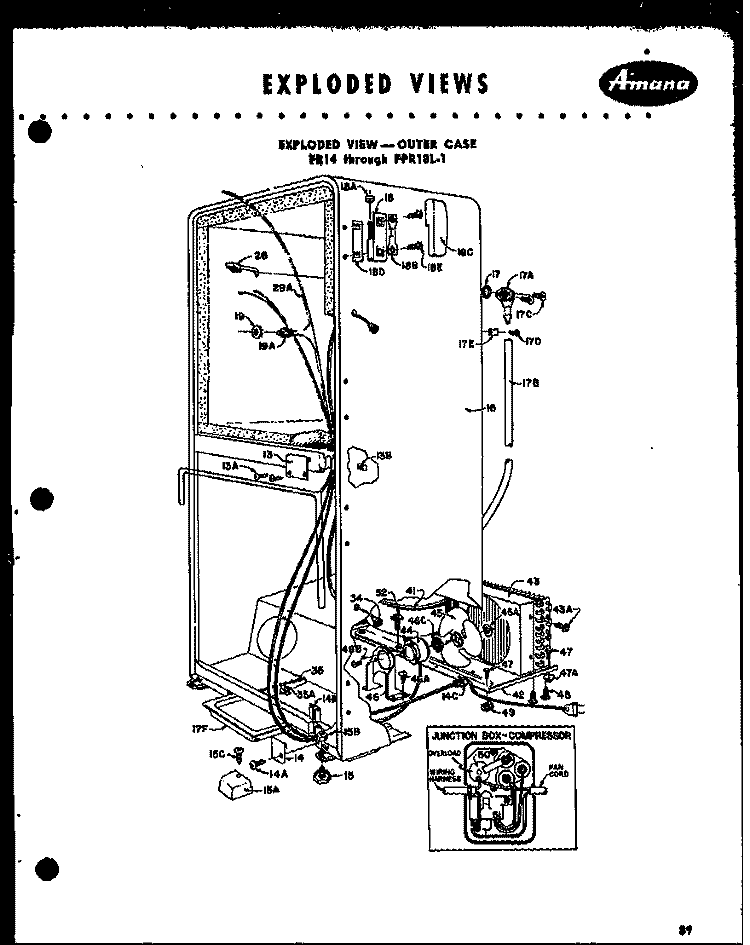 EXPLODED VIEW - OUTER CASE Diagram and Parts List for FPR14  Amana Refrigerator