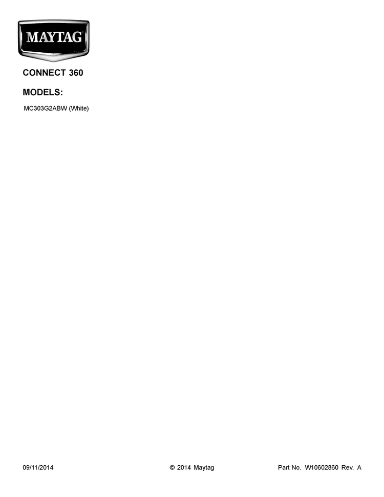 Cover Sheet Diagram and Parts List for MC303G2ABW  Maytag Laundry Accessories